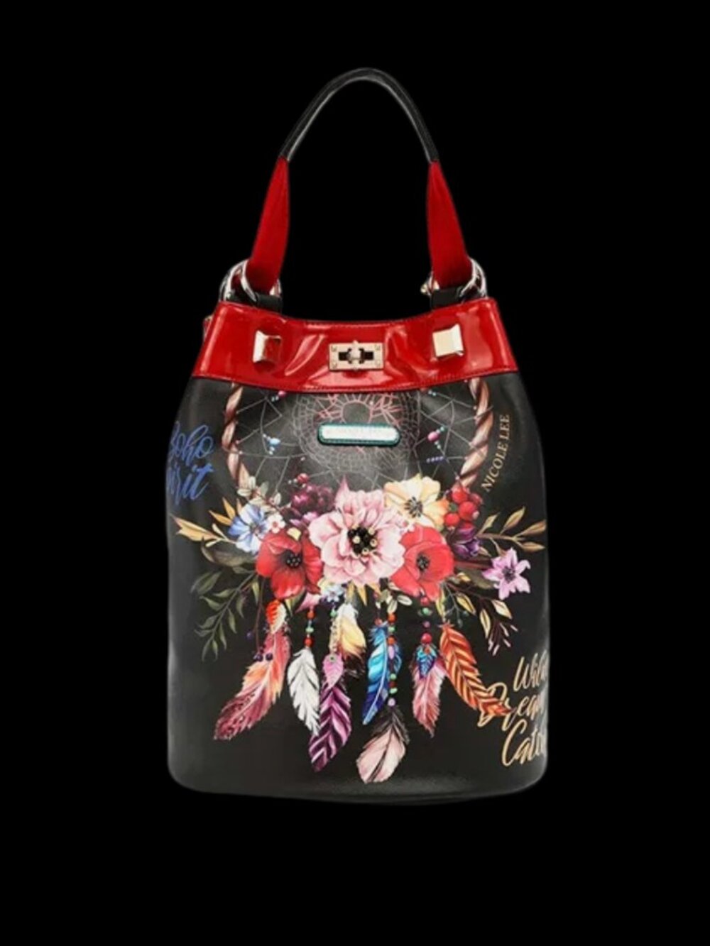 Nicole Lee USA Flower Pattern Adjustable Strap Backpack Bag